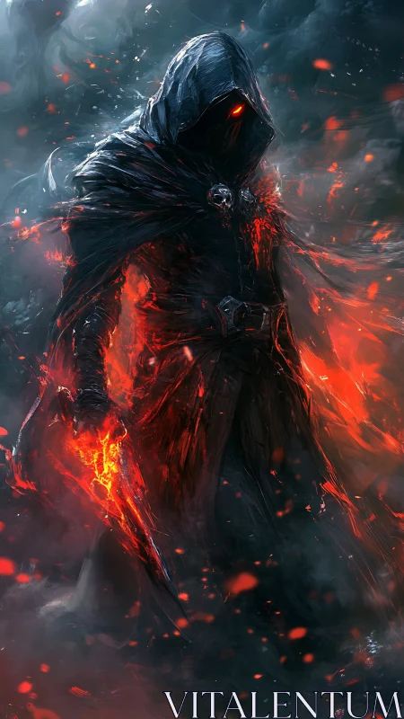 Hooded infernal warrior radiates molten energy and dynamic embers