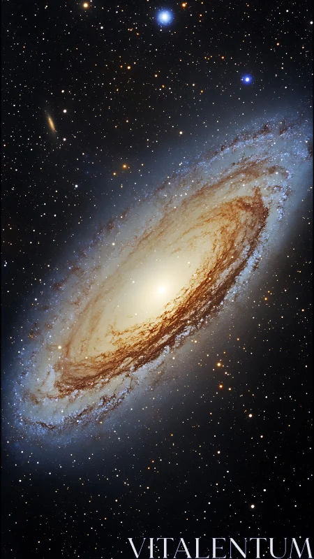 Softly glowing spiral galaxy cradled in a starry night sky.