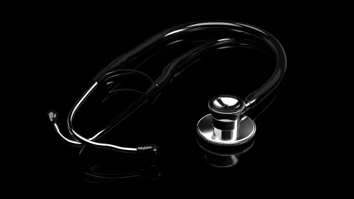 Stethoscope in dramatic lighting, modern medical equipment photo.