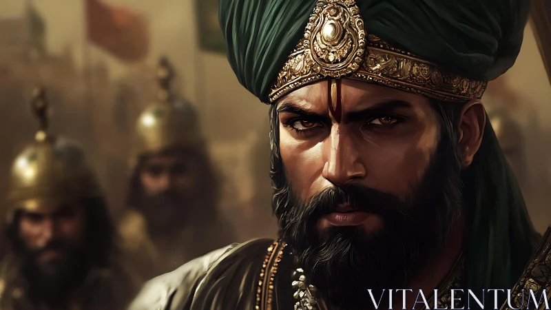 Battle-scarred sultan gazes through desert-scorched history.