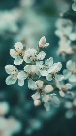 Delicate Petal Clusters: White Blossoms in Botanical Depth.