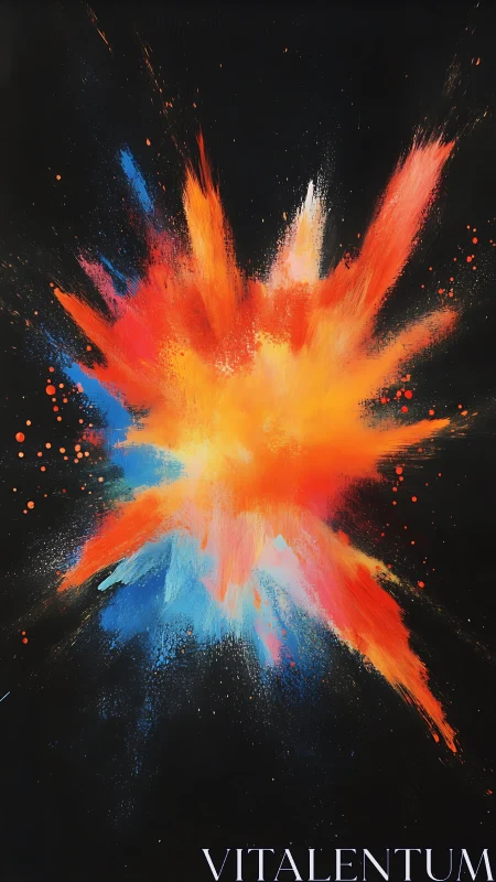 Centralized pigment explosion forms radial chromatic burst