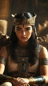 Sun-forged Egyptian queen staring through sands of time.