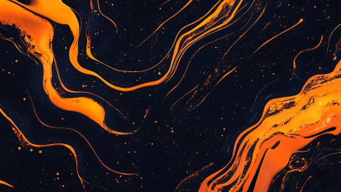 Lively orange currents dance like molten rivers in deep space