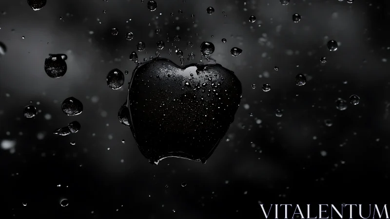 Black apple suspended in water with surrounding bubble particles.