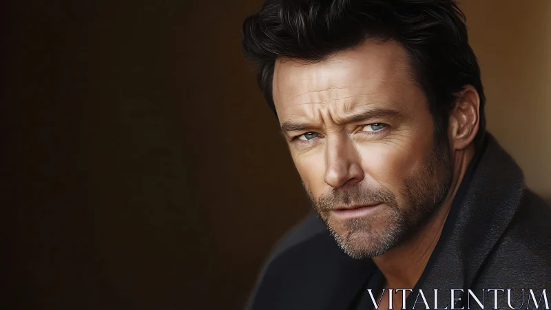 Brooding male portrait with intense gaze and soft light.