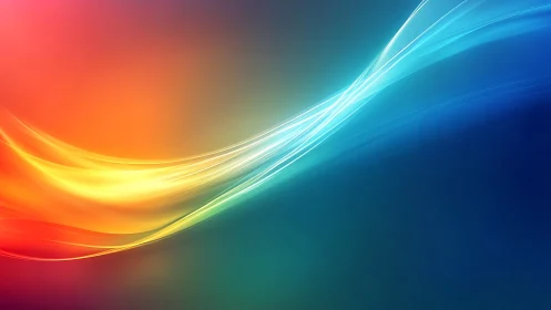 Curved spectral light trails form a high‑energy diagonal gradient field