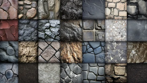 Stone surface grid compiles diverse high-resolution texture variants
