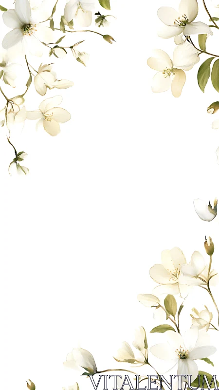 Delicate White Blossoms Frame a Serene Garden Moment.