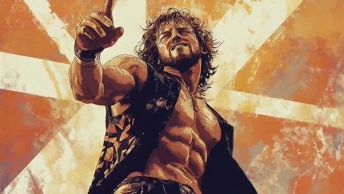 Confident performer lifts a hand toward the roaring crowd