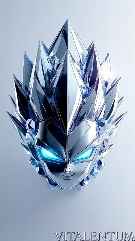 Chromed spiky humanoid head with angular crystal hair.