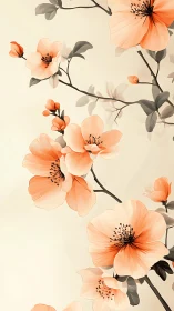 Coral Blossom Branches with Gray Foliage.