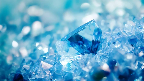 Macro optical study of faceted blue crystalline shard field.