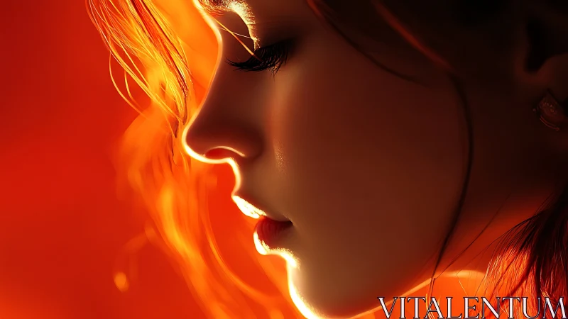 Backlit female profile rendered with high contrast rim lighting