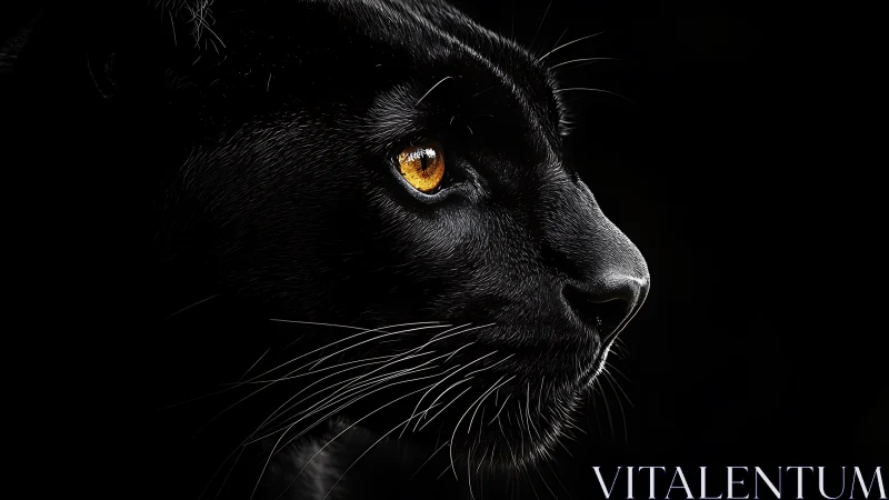 Black Panther Portrait with Golden Eyes: High-Contrast Study.