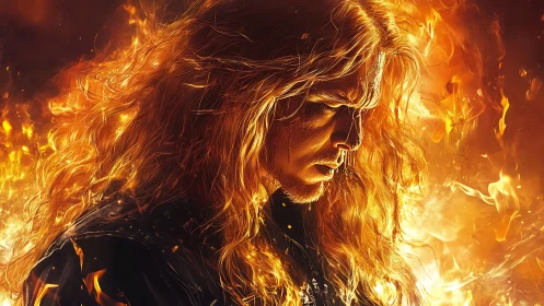 Person Engulfed in Flames. Fire Portrait Art.