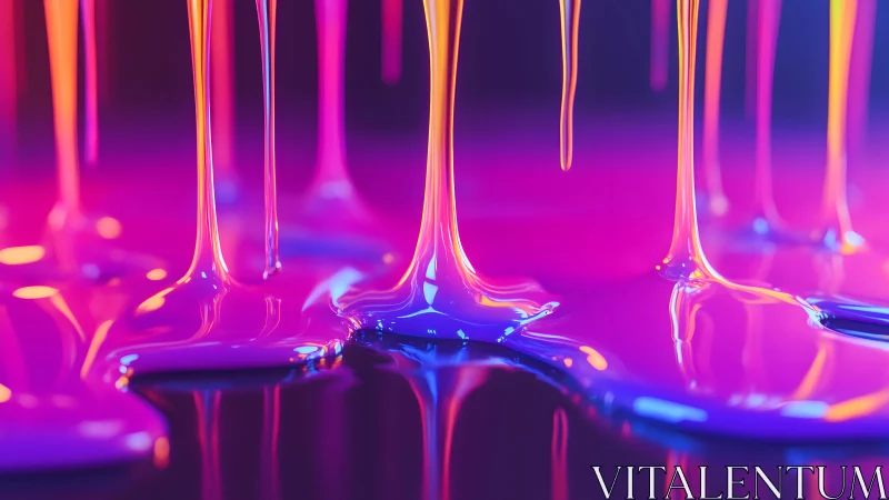 Neon Paint Dripping in Abstract Style with Vivid Colors.