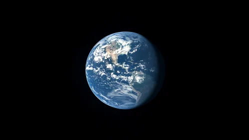 Planet Earth rendered in high-contrast orbital photoreal detail