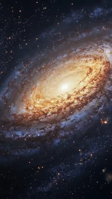 Edge-on barred spiral galaxy core with luminous starfield view