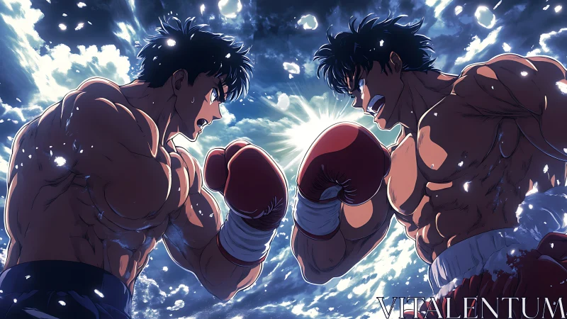 Two Fighters Face Off in Explosive Combat Arena.