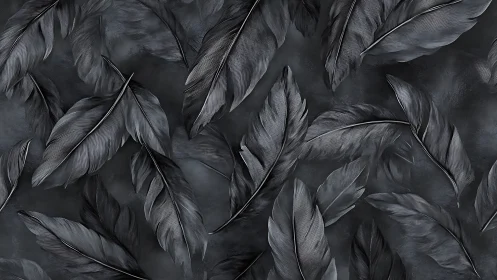 Dark monochrome feather pattern covers the entire frame