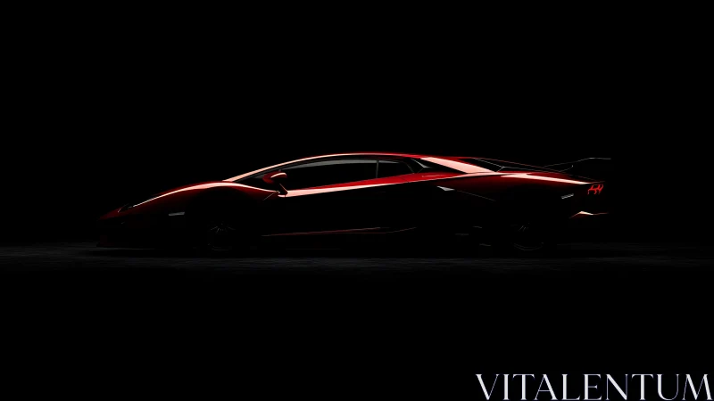 Low key side-profile study of red supercar silhouette lighting.