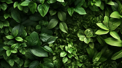 Dense tropical foliage fills frame with layered glossy leaves