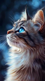 Luminous Feline with Piercing Sapphire Eyes.
