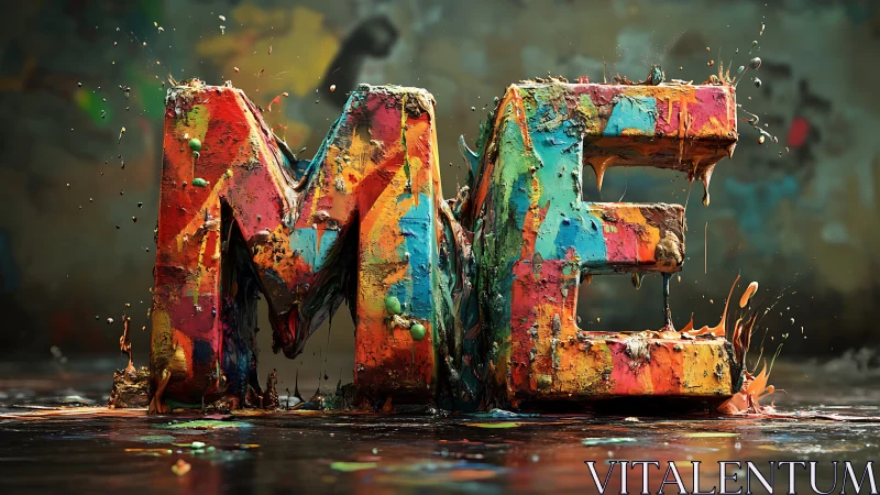 Volumetric ME typography rendered as impasto paint sculpture