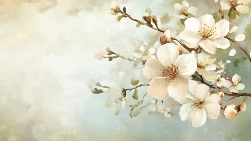 Delicate White Blossoms Float in Dreamy Spring Serenity