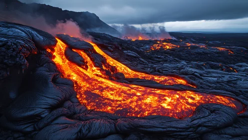 Molten Rivers: Earth's Fiery Display of Power.