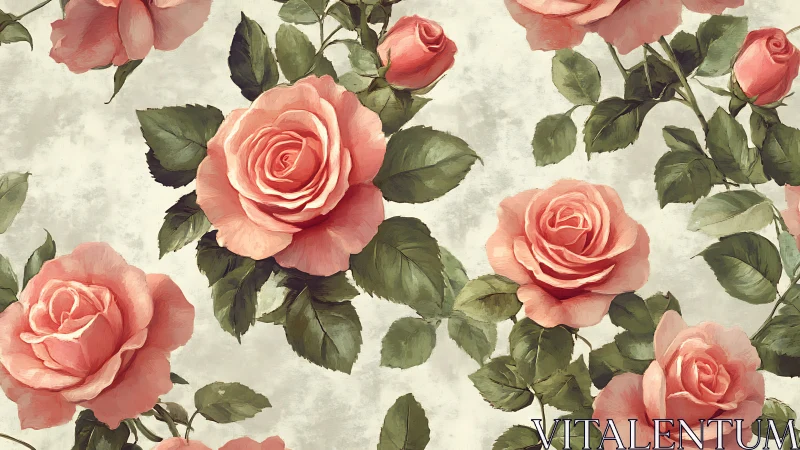 Garden Romance: Coral Roses in Bloom.