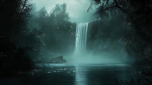 Moonlit Mistfall Dream over a Whispering Forest Pool.