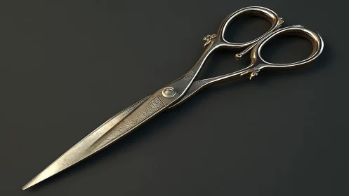 Ornate Decorative Scissors in Polished Silver