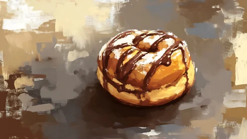 Chocolate-Drizzled Pastry Enjoying the Light.