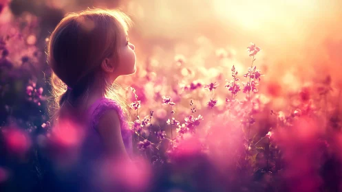 Sun-soaked daydream crowns a child in pastel wildflowers