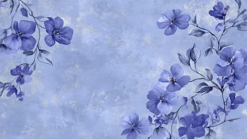 Purple Floral Composition on Textured Lavender Background