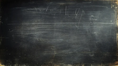 Worn classroom chalkboard with faint HEY text scratched.