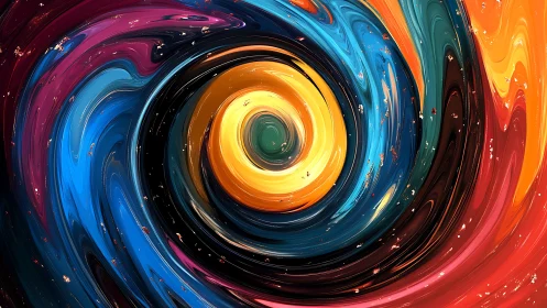 Vibrant swirling vortex of color creates a dynamic cosmic gateway