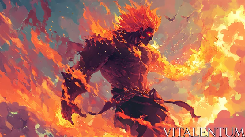 Flameborn titan strides through a storm of molten skyfire