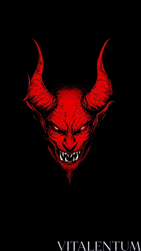 Fiery horned demon portrait glowing against deep black.