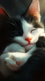 Luminescent Feline Portrait: Digital Oil Study.