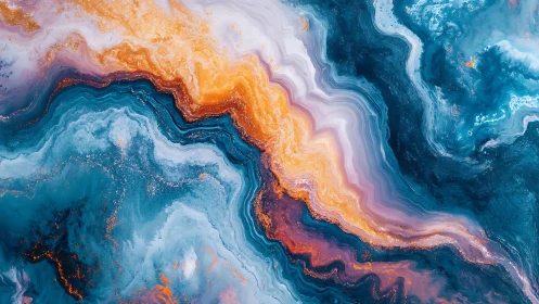 Celestial magma river flowing through abstract cosmic seas.