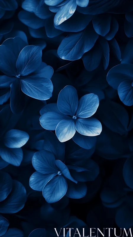 Blue Flowers: Hydrangea Blooms in Monochromatic Palette
