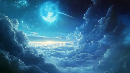 Moonlit dream clouds cradling a quiet celestial sky.