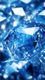 Glittering blue diamond catches light in a dreamy sparkle