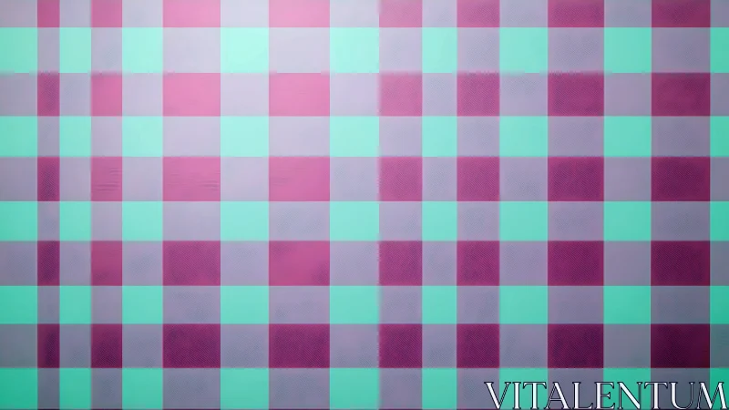 Mint and magenta checkered grid creates hypnotic rhythm.