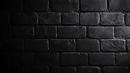 Black brick wall texture with dramatic low key lighting.