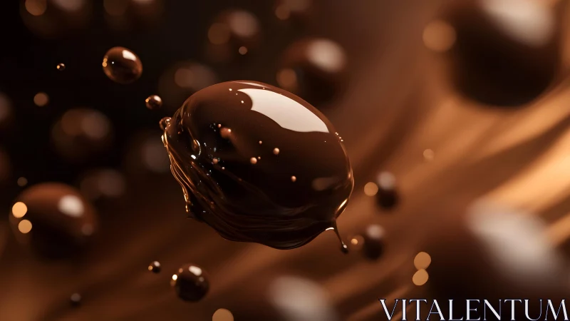 Rich chocolate splash in motion, hyper-realistic digital art.
