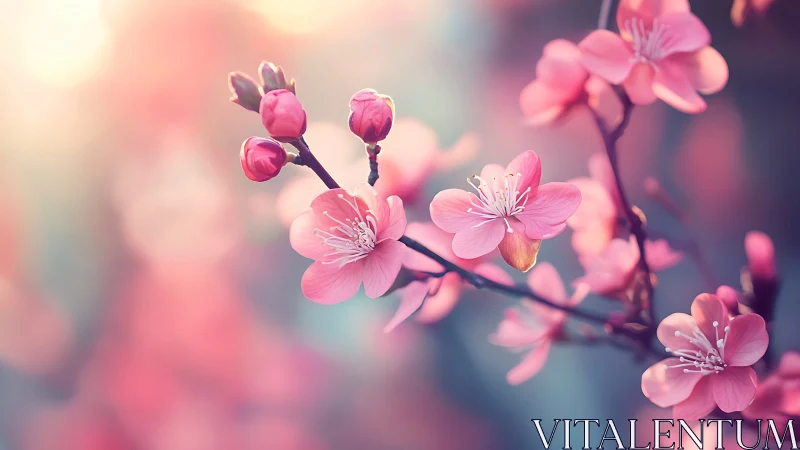 Botanical blossoms in graduated chromatic bokeh depth field.